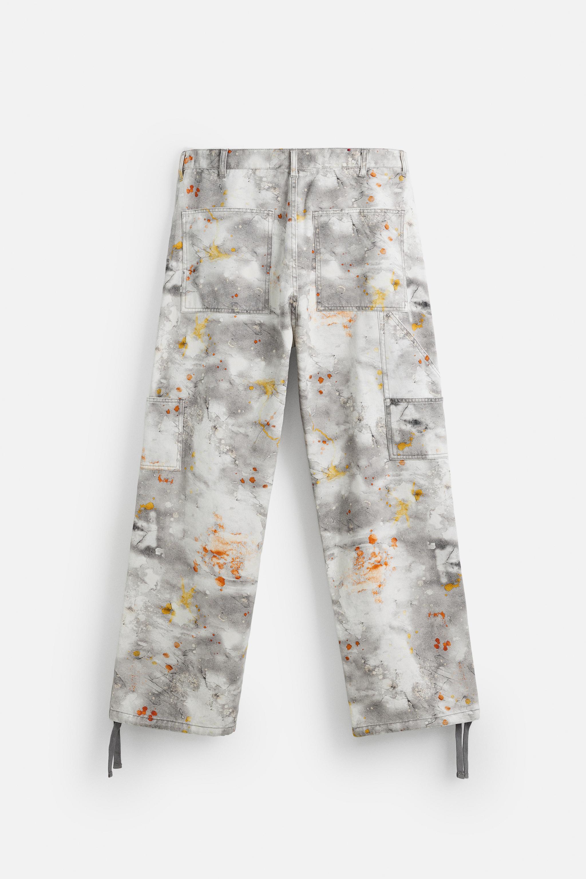 アブストラクト柄カーペンターパンツ - オレンジ色 | ZARA Japan