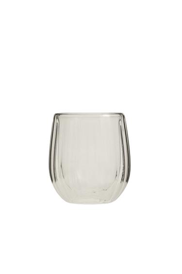 DOUBLE-WALL BOROSILICATE TUMBLER WITH LINES - Transparent by Zara