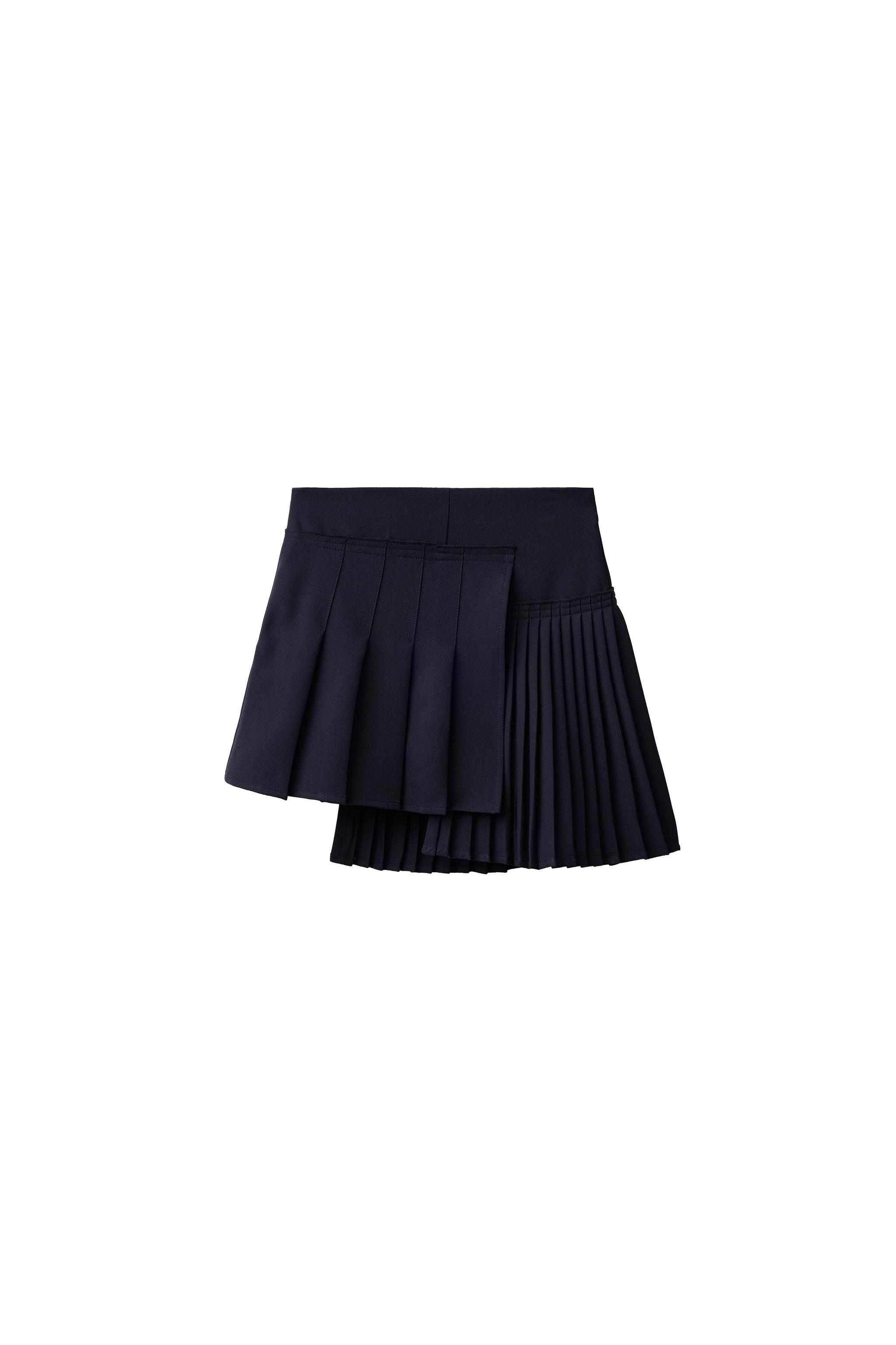 ASYMMETRIC PLEATED KNIT SKIRT - Navy blue | ZARA Cambodia