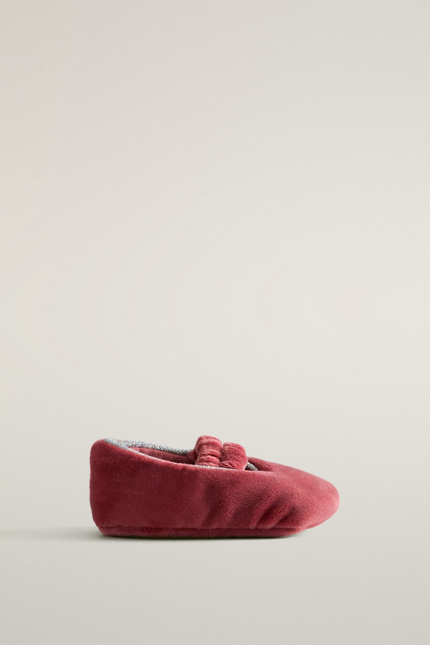Детские ботинки Zara Velvet Ballet Flats Booties, цвет: Красный — фото 1