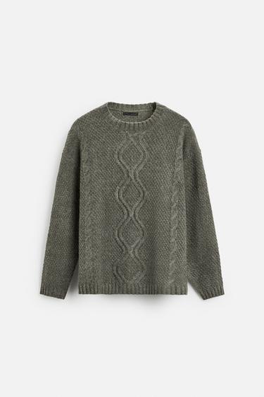 PULL STRUCTURÉ À TORSADES - Vert gris de Zara - Image 5