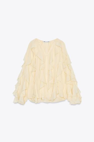 ZW COLLECTION フリル ブラウスパステルイエローZaraのZW COLLECTION フリル ブラウス - パステルイエロー 