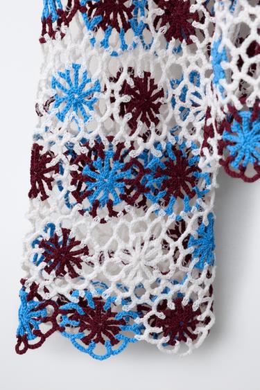 PULL EN MAILLE CROCHET À FLEURS - Multicolore de Zara - Image 3