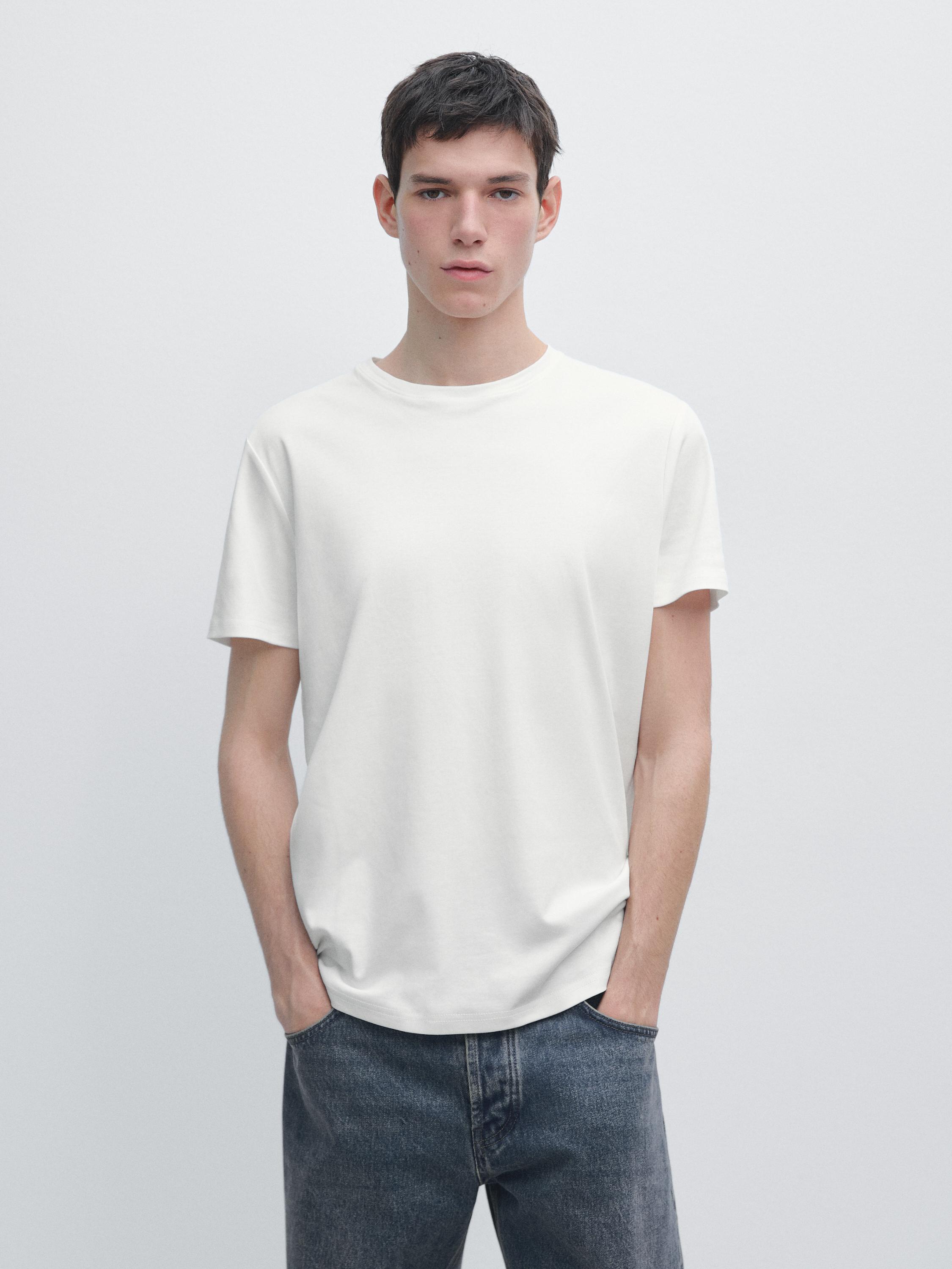 100% mercerised cotton T-shirt — Ecru