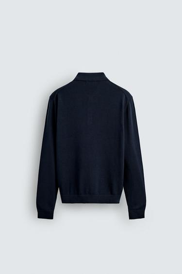 RELAXED FIT KNIT POLO SHIRT - Navy blue by Zara - Image 7