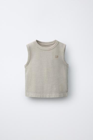 ガーメントダイ刺繍TシャツベージュZaraのガーメントダイ刺繍Tシャツ - ベージュ 
