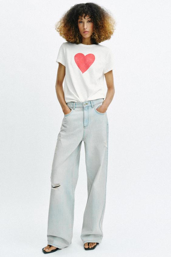 SHORT SLEEVE HEART T-SHIRT from Zara - $29.90