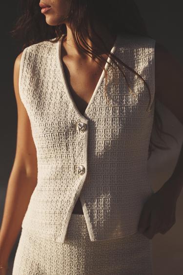 GILET STRUCTURE MAILLE - Écru de Zara