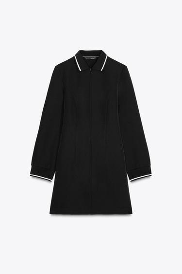 KURZES RIB-KLEID MIT KONTRASTSTREIFEN - Schwarz von Zara - Bild 0