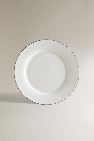BLACK-RIMMED BONE CHINA DINNER PLATE - Black / White by Zara - Image 0