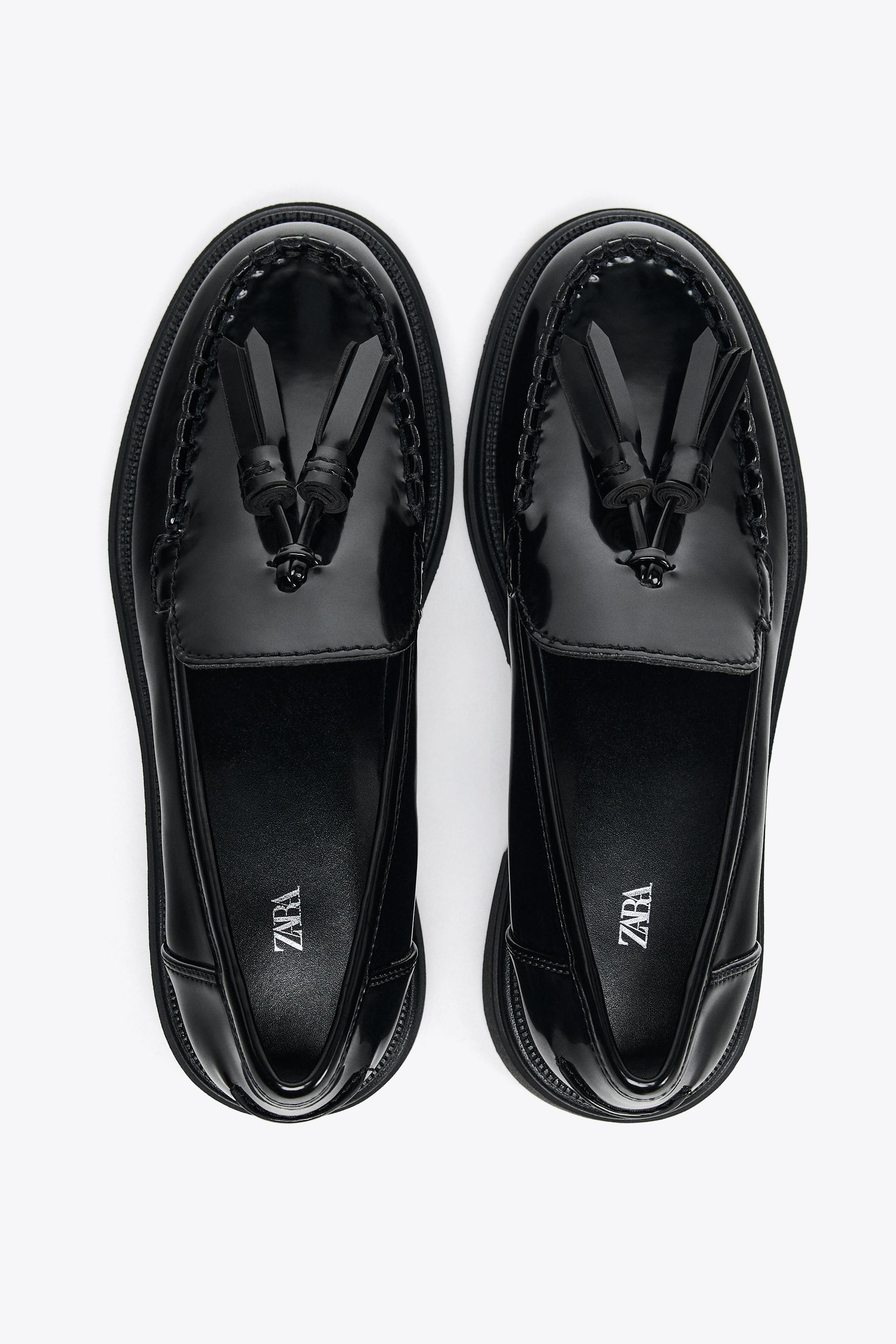 エナメル タッセル付きモカシン - ブラック | ZARA Japan / 日本