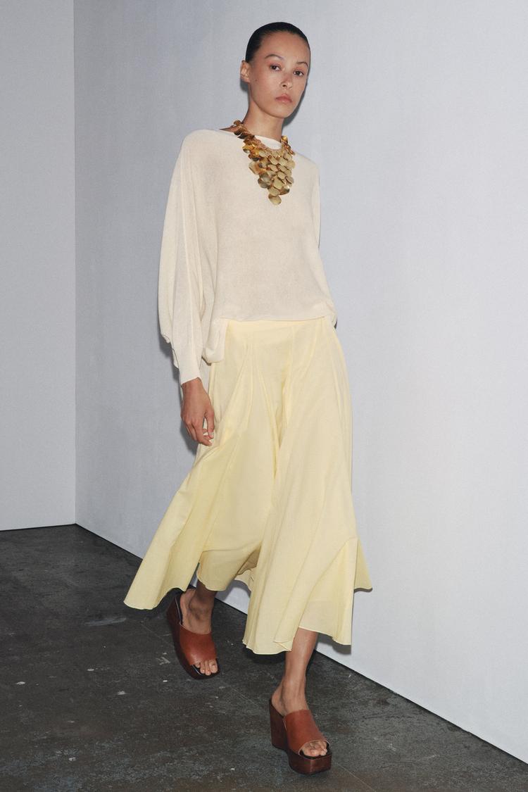 ZW COLLECTION FLARED MIDI SKIRT Yellow ZARA South Africa - Main Image