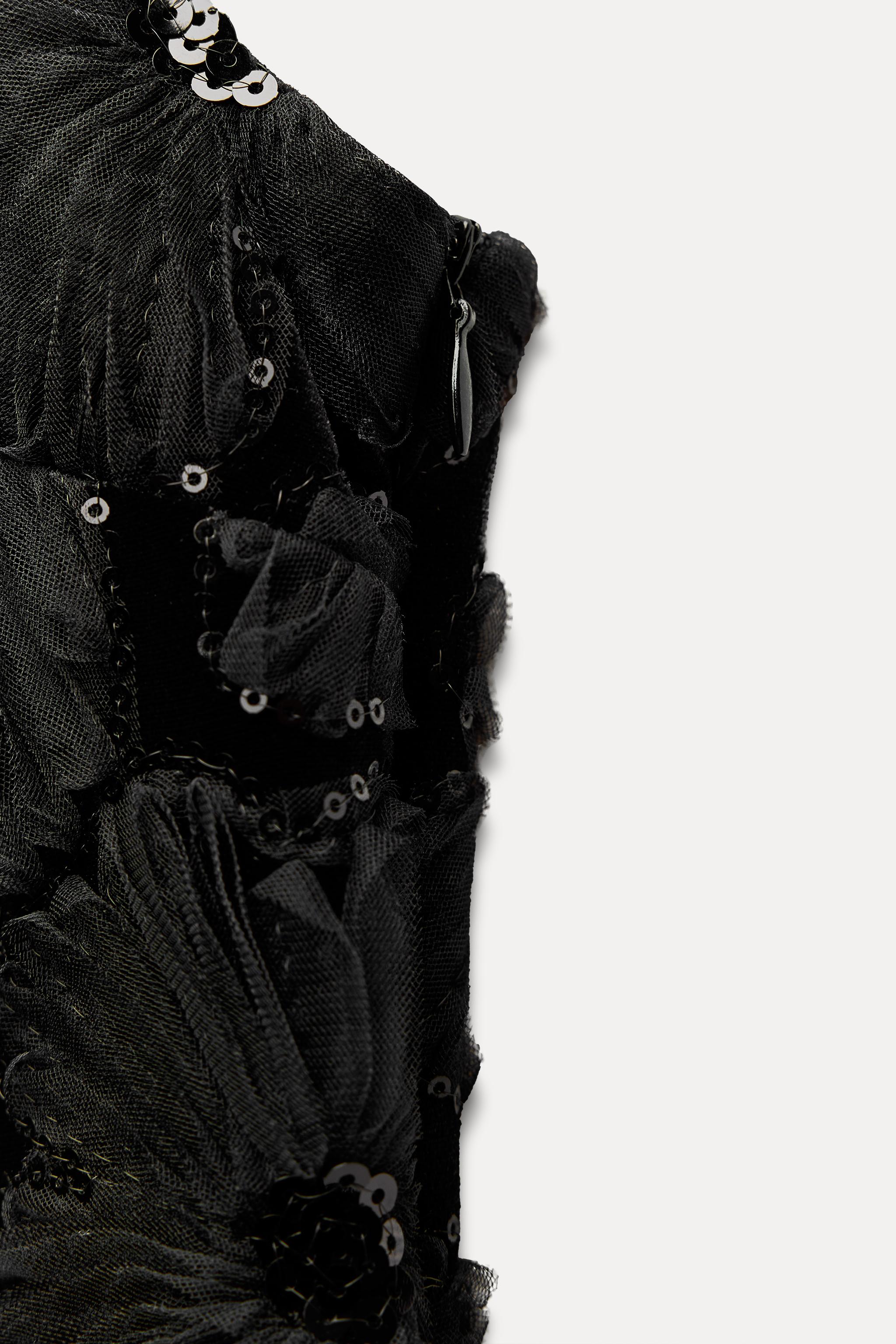 TEXTURED FLOWER SEQUIN DRESS - Black | ZARA United States