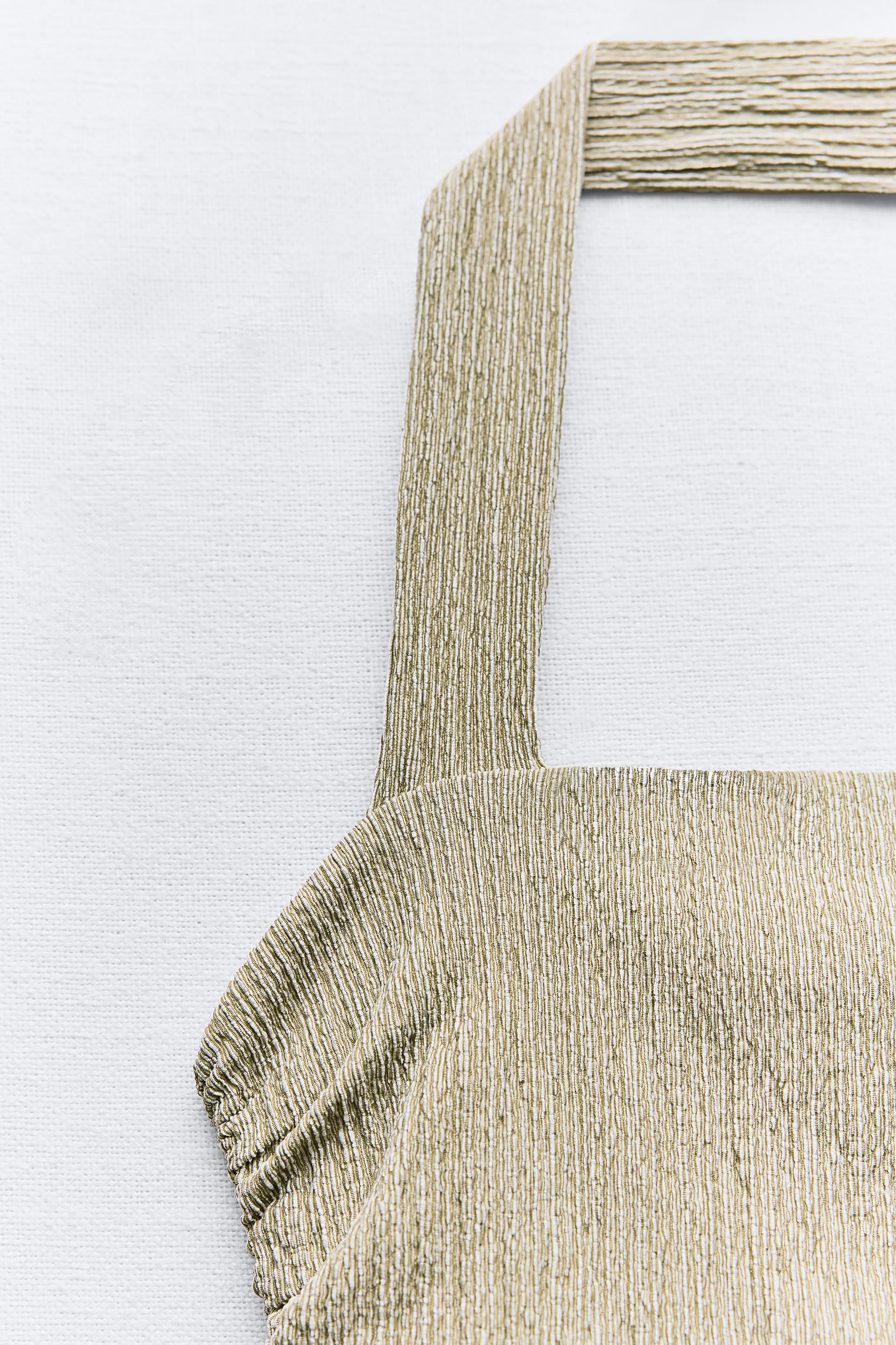 TEXTURED HALTER TOP - Light khaki