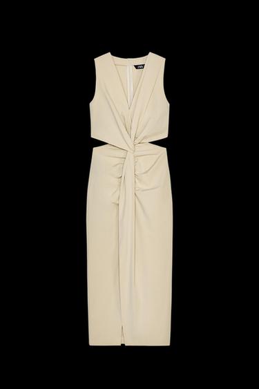 VESTIDO MIDI CUT OUT NUDO - Beige de Zara - Imagen 0