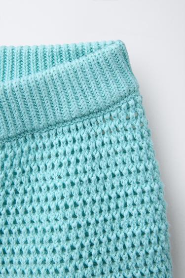 BERMUDA EN MAILLE LISERÉS CONTRASTE - Turquoise clair de Zara - Image 2