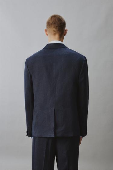 DOUBLE-BREASTED LINEN/COTTON SUIT BLAZER - Indigo by Zara - Image 2