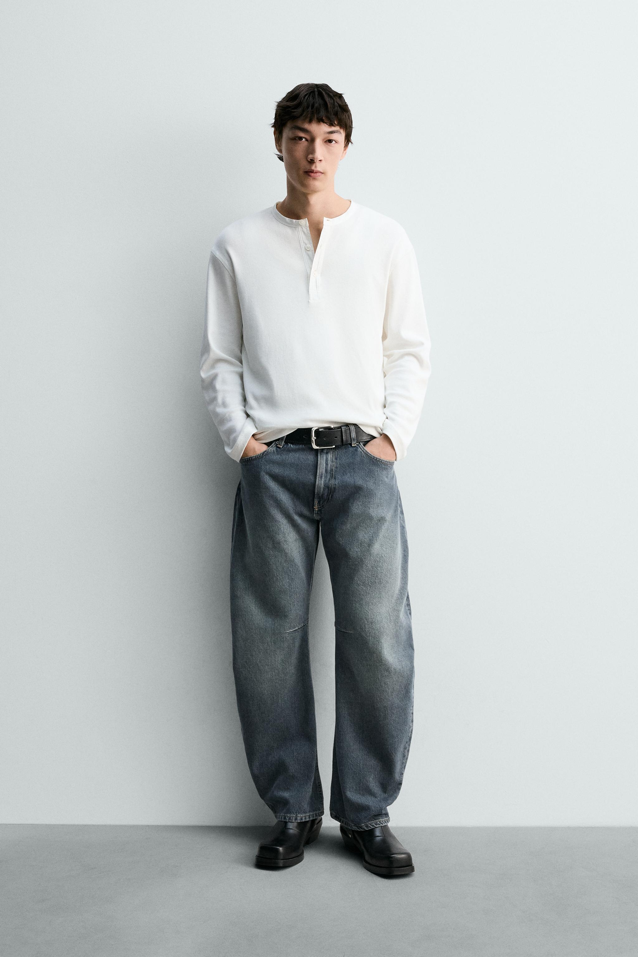 リラックスバレルフィットデニムパンツ - ブルー/グリーン | ZARA