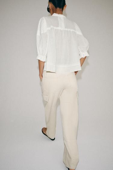 CHEMISE ROMANTIQUE EN COTON ZW COLLECTION - Écru de Zara - Image 2