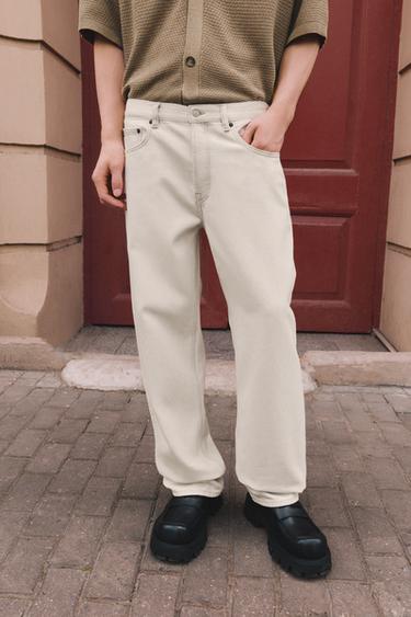 Zara 直筒版牛仔褲 - 裸色