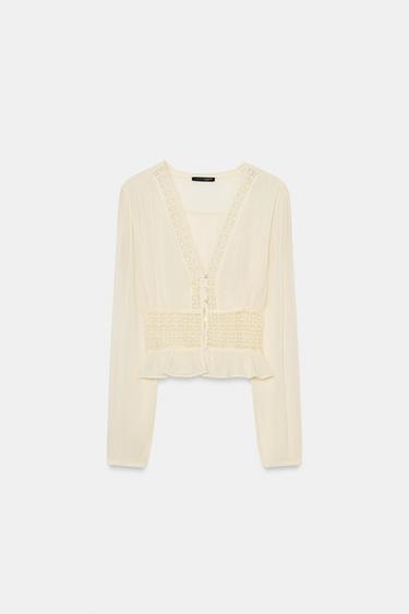 LACE GAUZE SHIRT - Vanilla by Zara - Image 6