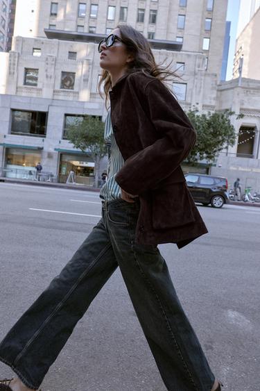 100% LEATHER SUEDE JACKET - Brown by Zara - Image 5