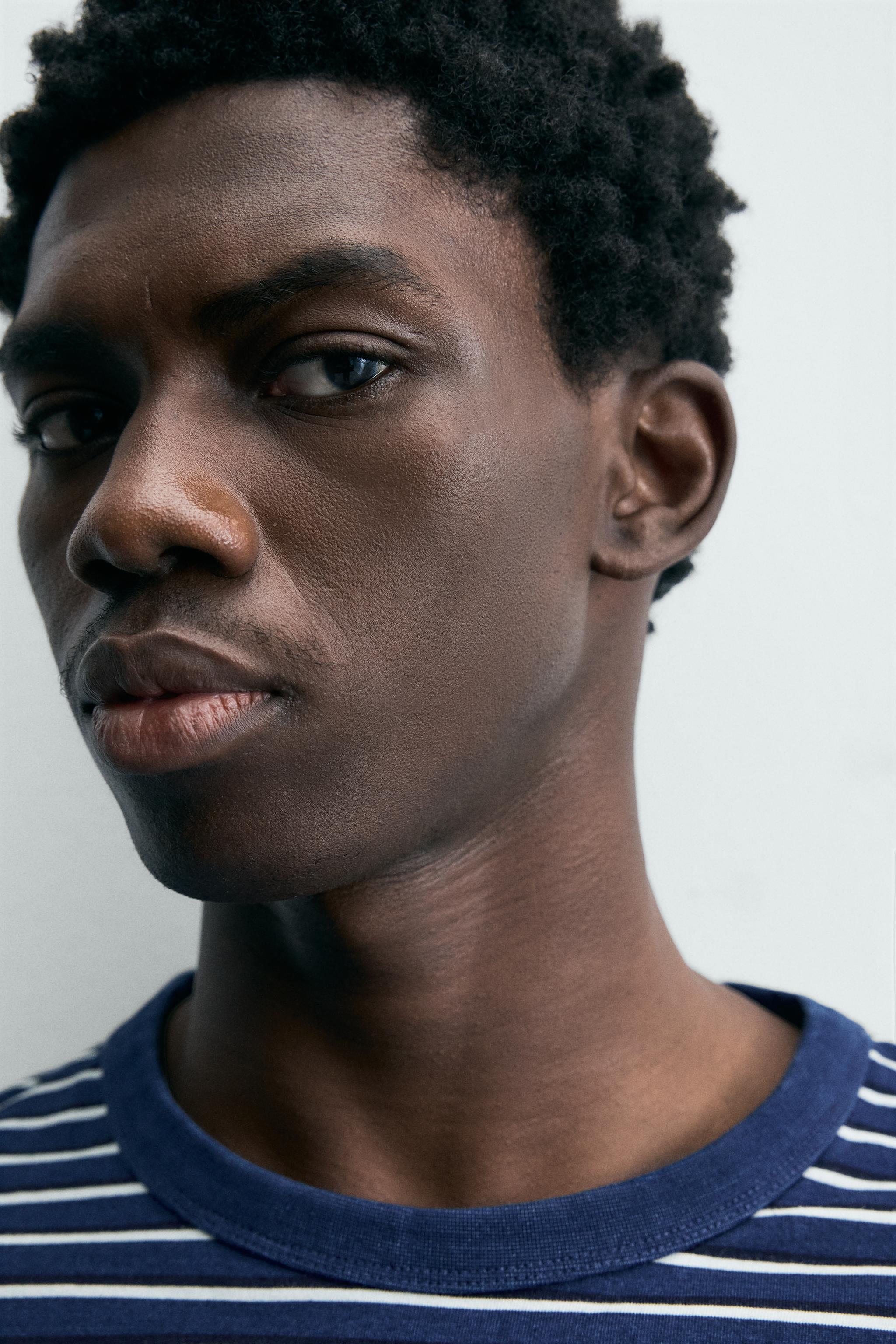 JACQUARD STRIPED T-SHIRT - Blue / Indigo | ZARA South Africa