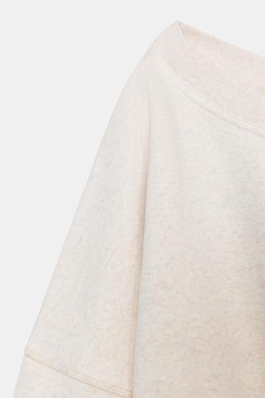 ASYMMETRIC PLUSH SWEATSHIRT - Beige marl by Zara - Image 6