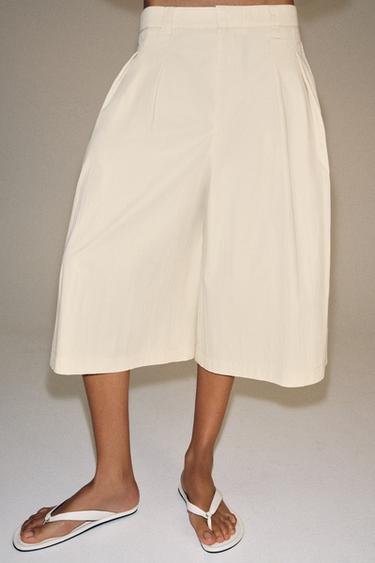 ZW COLLECTION PLEATED BERMUDA SHORTS - Sand by Zara