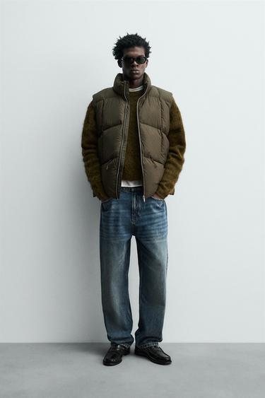 80% DOWN - 20% FEATHER GILET - Dark khaki by Zara