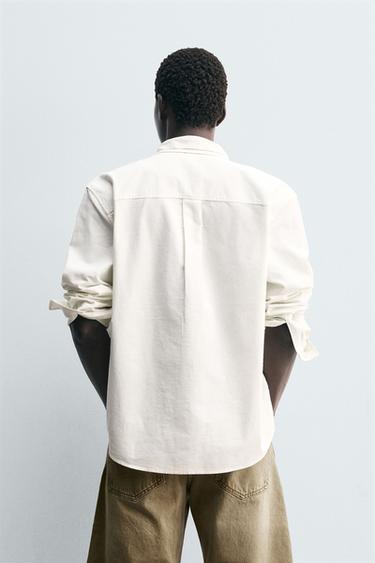 CHEMISE EN COTON ET LIN BRODÉE - Écru de Zara - Image 2