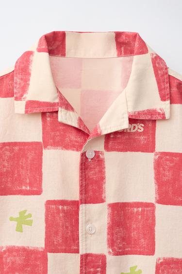 CHEMISE À CARREAUX AVEC LOGO - Rouge de Zara - Image 2
