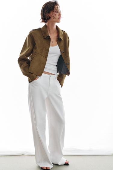 VESTE COURTE EFFET DAIM - Kaki foncé de Zara - Image 4