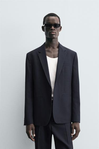 BLAZER TRAJE CON LANA - Marino de Zara