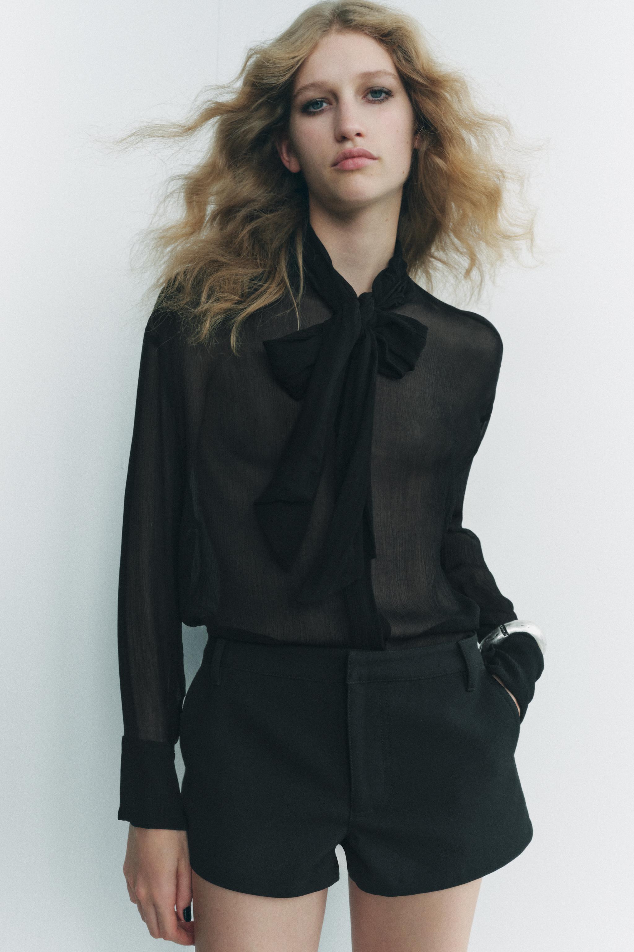 Zara fashion sheer black blouse