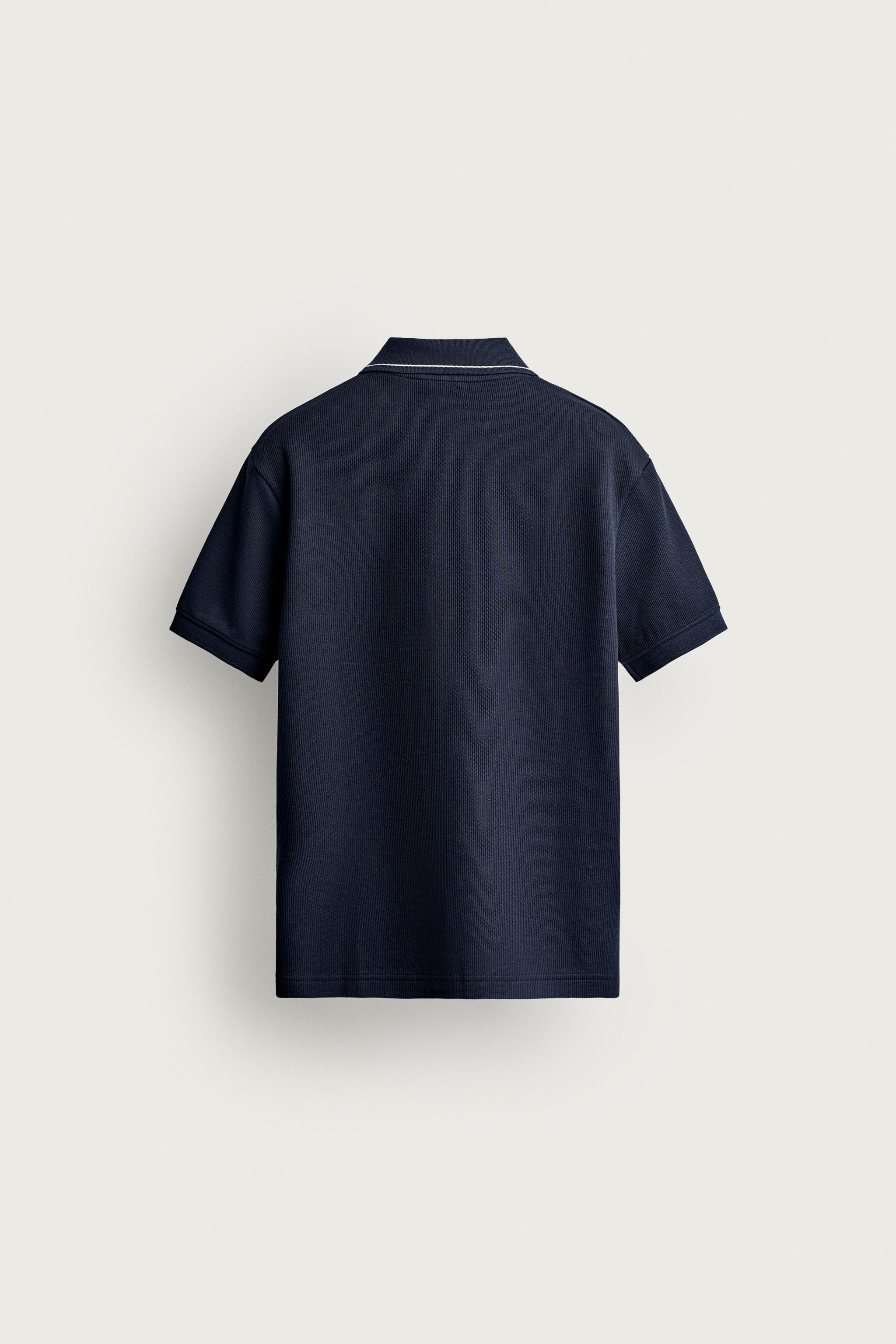 Мужские рубашки Zara CONTRAST REGULAR FIT POLO SHIRT — фото 8