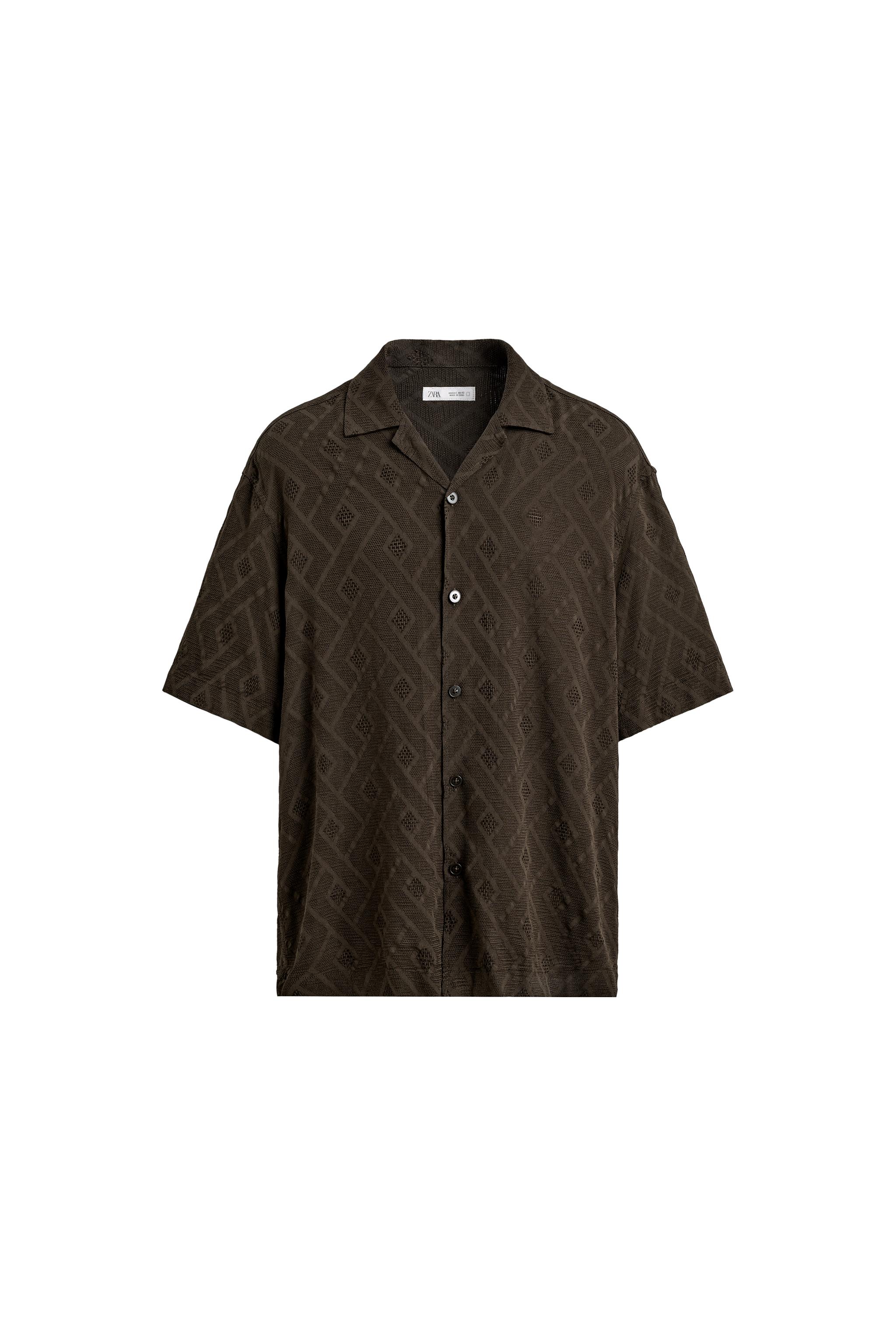 GEOMETRIC JACQUARD SHIRT - Brown | ZARA United States