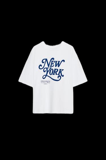 SHORT SLEEVE T-SHIRT WITH SLOGAN - White by Zara - Image 0
