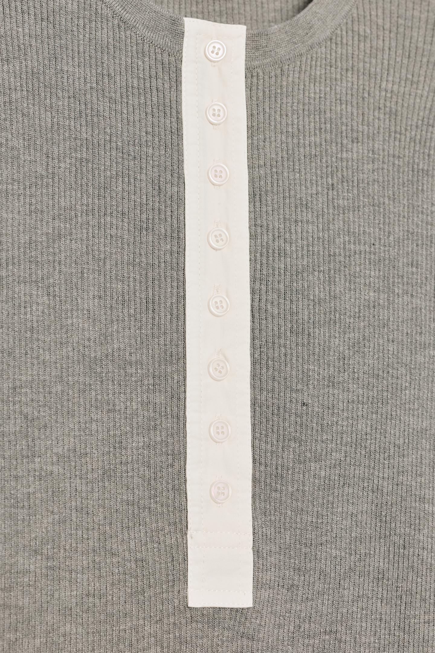 Женский свитер Zara Wool-Blend Button Jumper, цвет: Серый меланжевый — фото 8