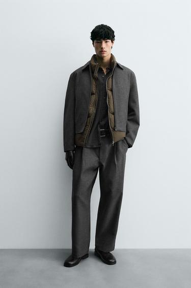 Zara 氣球版打褶長褲 - 斑紋灰色