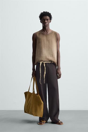 CRINKLED-EFFECT TANK TOP - Brown by Zara - Image 0