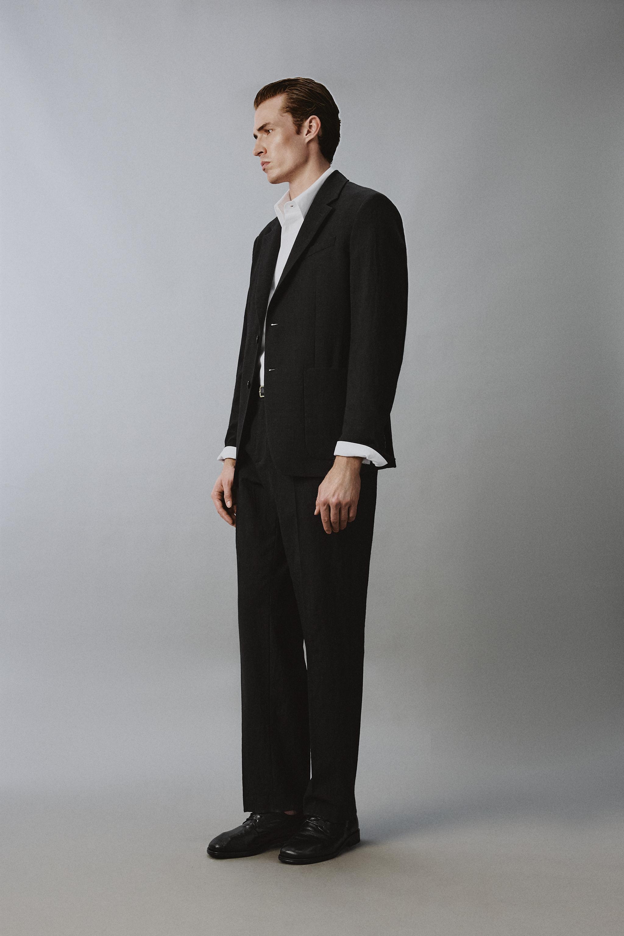 PANTALON DE COSTUME STRUCTURÉ EN 100% LAINE