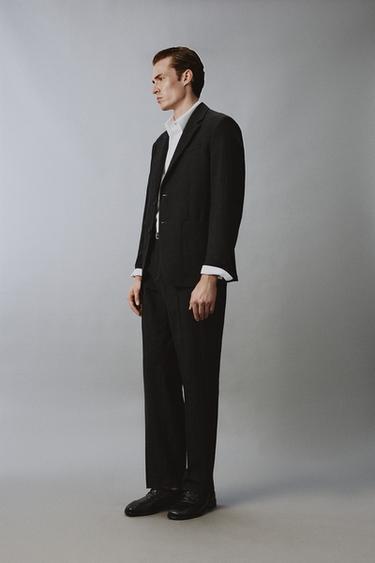 PANTALON DE COSTUME STRUCTURÉ EN 100% LAINE - Noir de Zara - Image 3