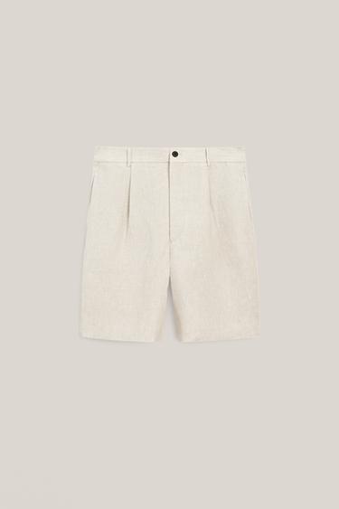 Zara Linen Bermuda shorts with darts - LIMITED EDITION - Beige