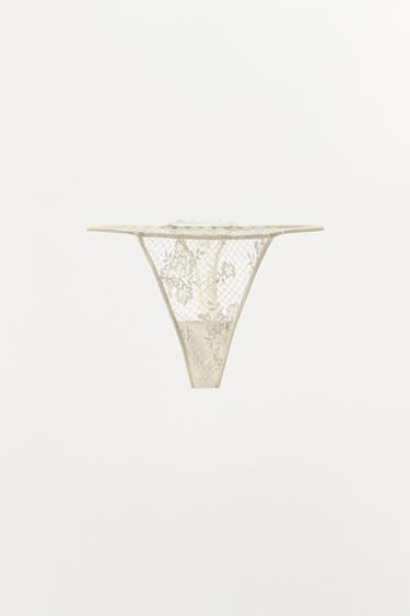 LACE THONG - Ecru by Zara