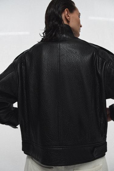 100% LEATHER BOMBER JACKET ZW COLLECTION LIMITED EDITION - Black by Zara - Image 2