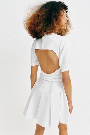 SHORT DRESS WITH BELT - White by Zara