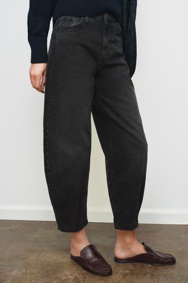 ZW COLLECTION BARREL HIGH-WAIST JEANS - Black by Zara