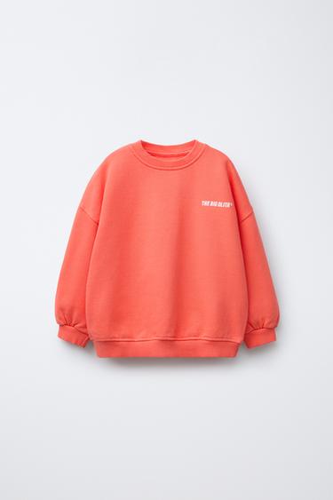 SUDADERA TEXTO ESTAMPADO - Rojo medio de Zara