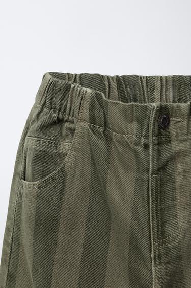 TWILL STRIPED BALLOON TROUSERS - Khaki by Zara - Image 2